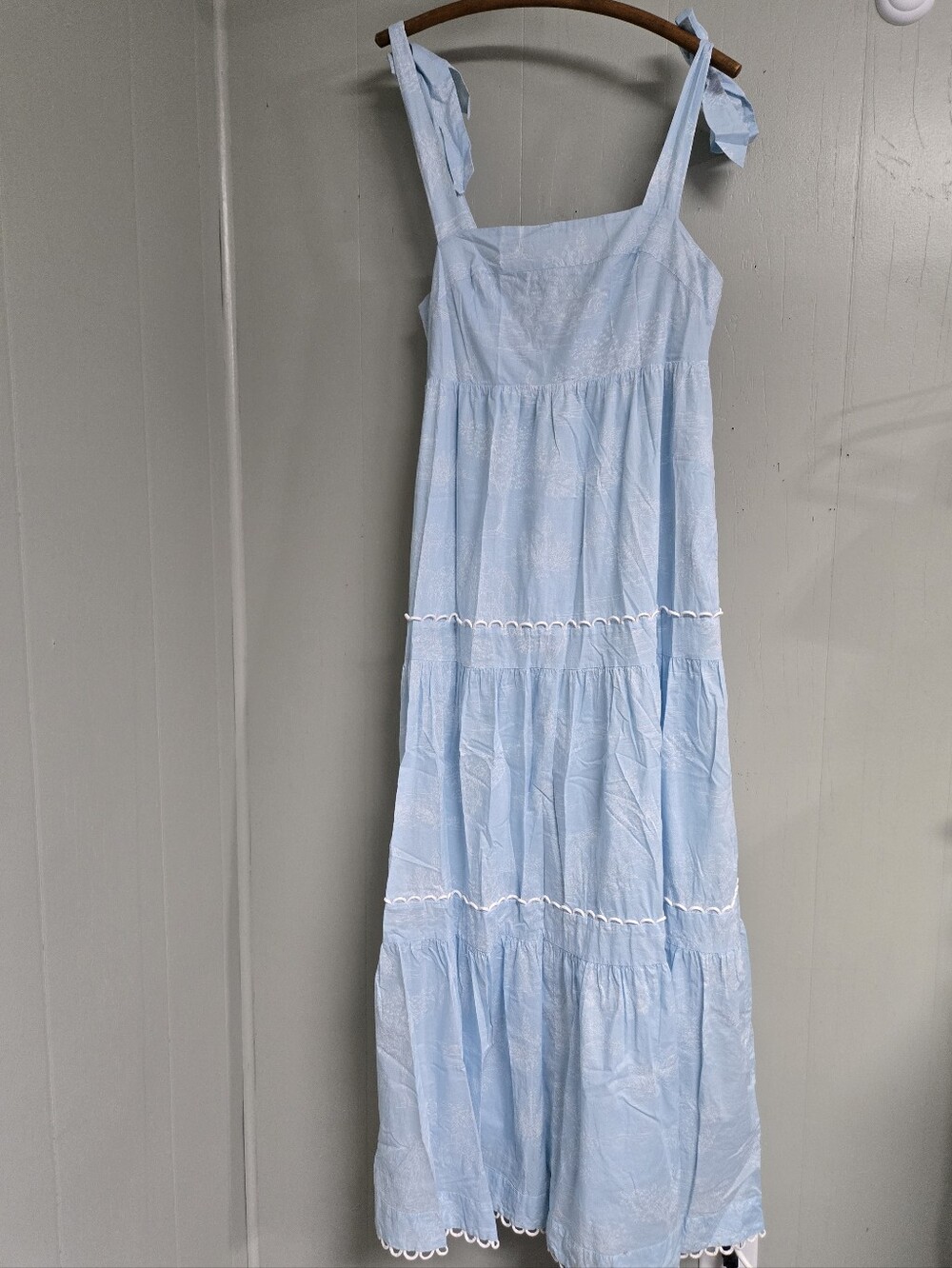 Biltmore Dress Womens M Blue Maxi Sundress Smocked Square Neck Strappy